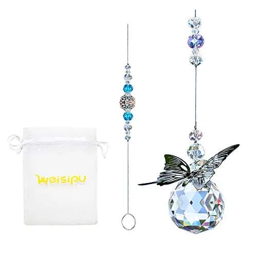 WEISIPU Crystal Hanging Decorations - Butterfly Suncatchers 1.2 inch | Rainbow Prism Rainbows in Sunlight thumbnail 7