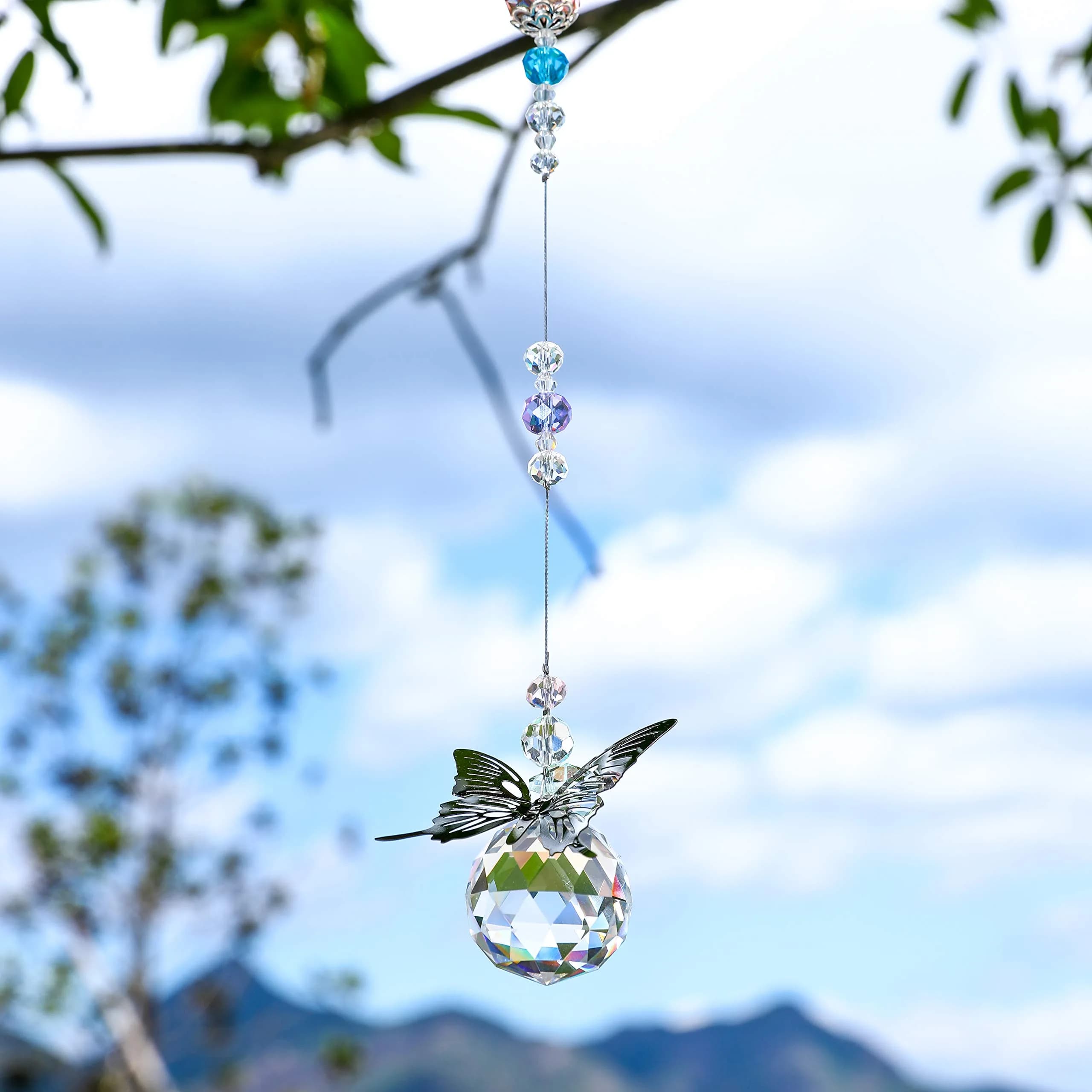 WEISIPU Crystal Hanging Decorations - Butterfly Suncatchers 1.2 inch | Rainbow Prism Rainbows in Sunlight - view 2