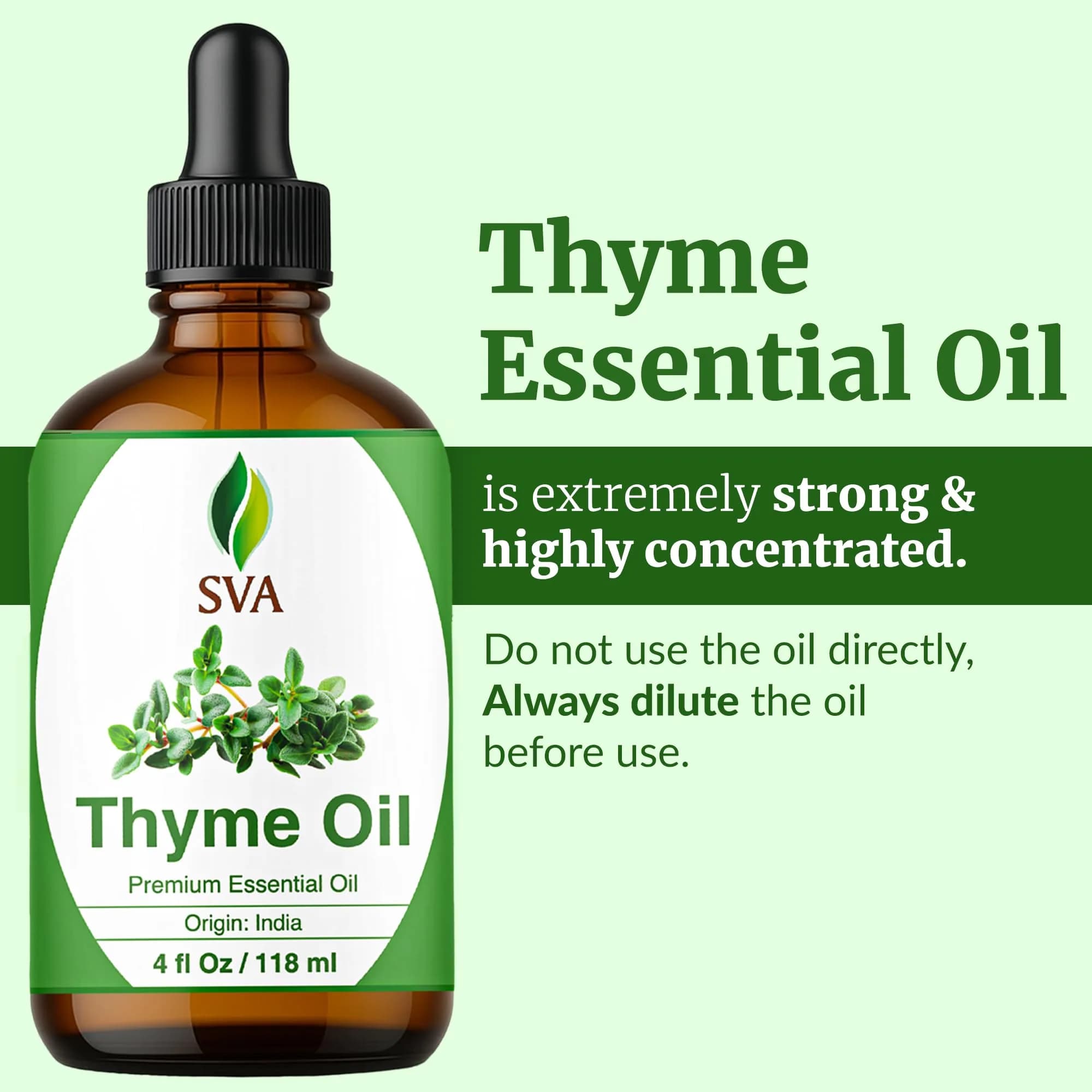 SVA Organics Organic Thyme Essential Oil, 4 Fl Oz (118 mL) - Pure & Natural - view 2