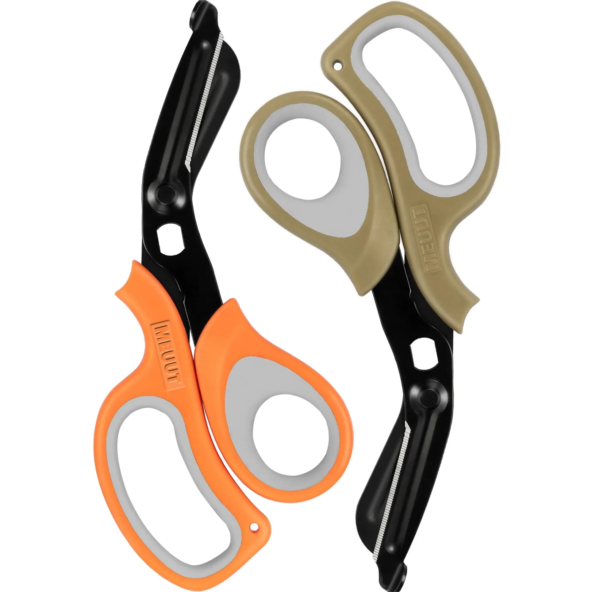 MEUUT 8-Inch Medical Trauma Shears (2-Pack) | Surgical Grade Stainless Steel EMT Scissors for Left & Right Hand — Orange+grey