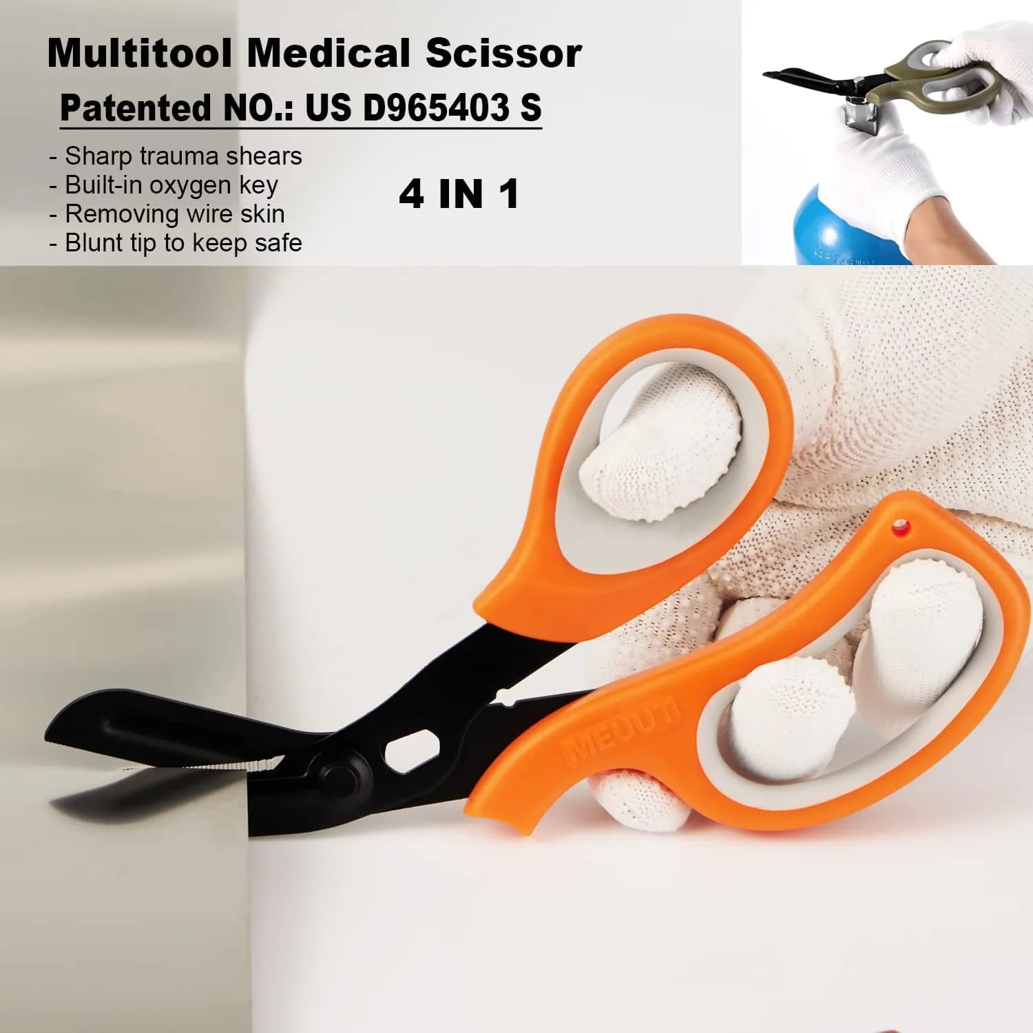 MEUUT Medical Trauma Shears (2-Pack, 7.8 Inch) | Patented Stainless Steel with Oxygen Wrench - view 2