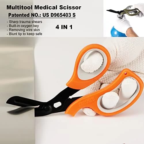 MEUUT Medical Trauma Shears (2-Pack, 7.8 Inch) | Patented Stainless Steel with Oxygen Wrench thumbnail 2