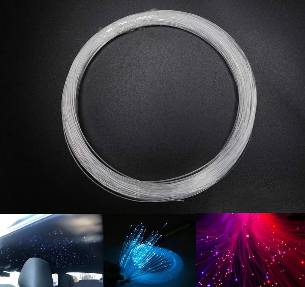 AZIMOM PMMA Plastic End Glow Fiber Optic Cable 1mm (0.04in) 50m (164ft) | Flexible Night Lighting for Sky Ceilings