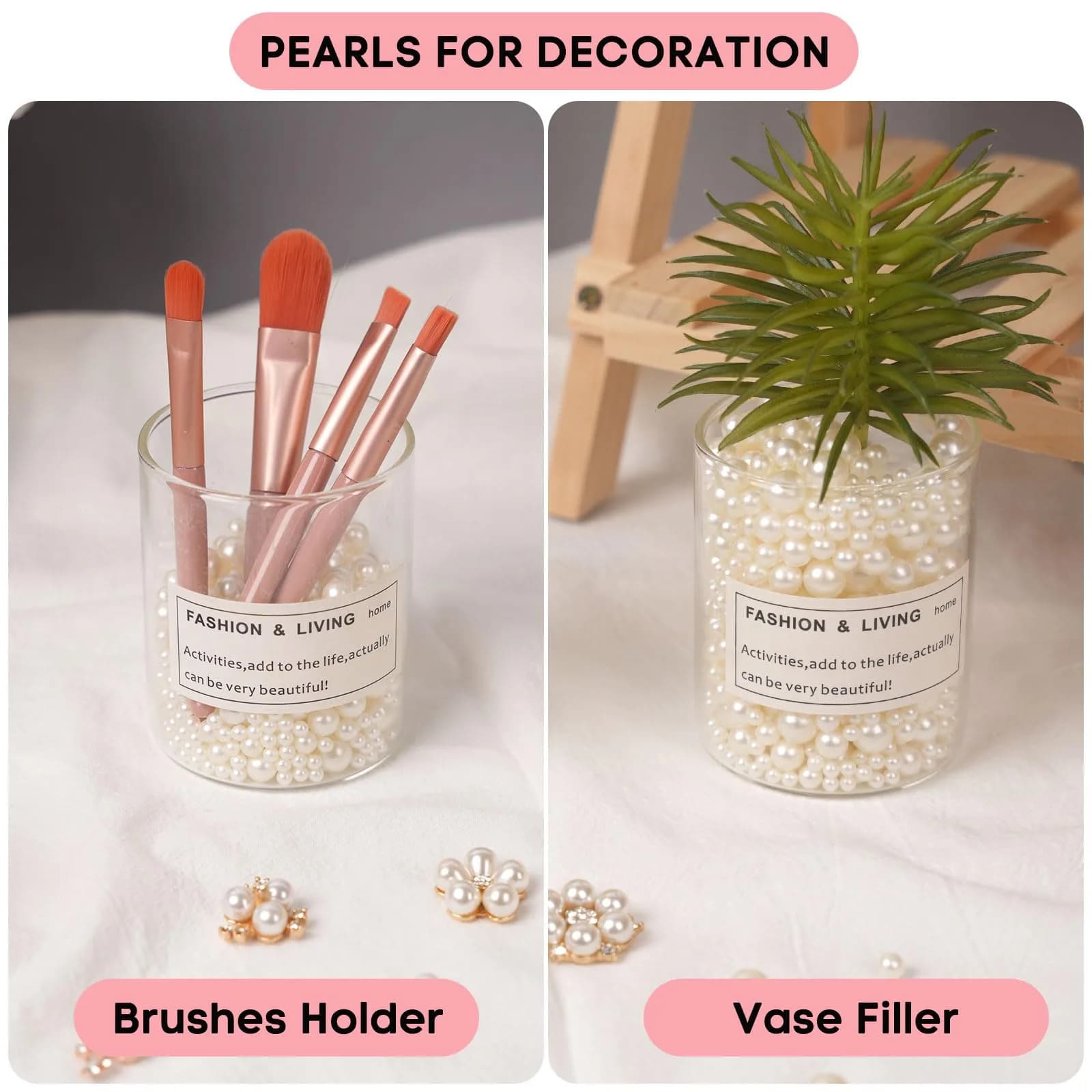 Goensjt ABS Pearl Beads (No Hole) 1200pcs | 4mm, 6mm, 8mm, 10mm Ivory Craft Beads - view 5