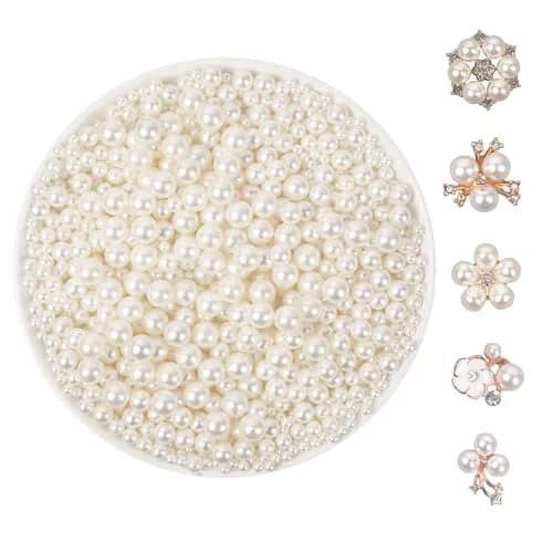 Goensjt ABS Pearl Beads (No Hole) 1200pcs | 4mm, 6mm, 8mm, 10mm Ivory Craft Beads thumbnail 1