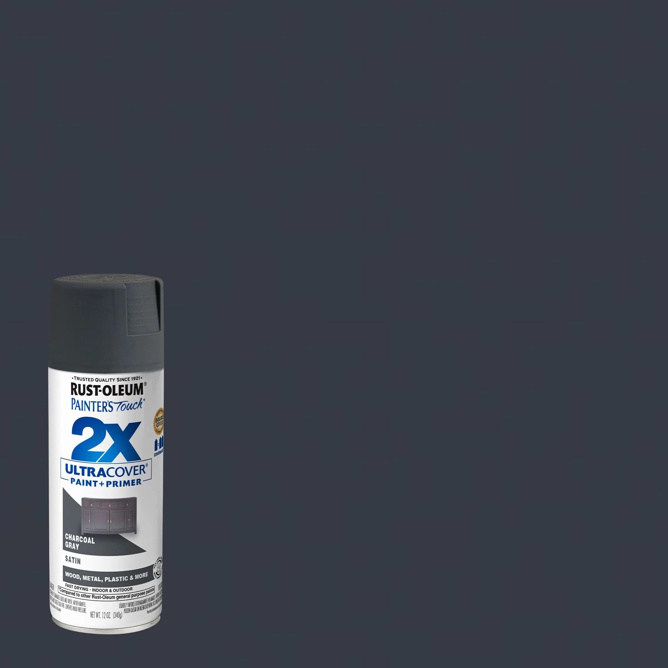 Rust-Oleum Painter's Touch 2X Ultra Cover Spray Paint, Satin Charcoal Gray, 12 Oz Can - view 2