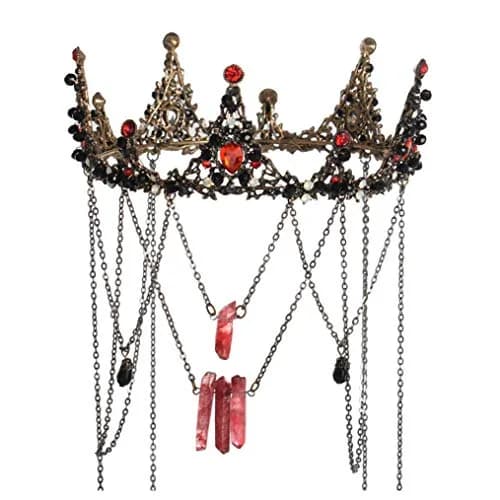 BPURB Baroque Queen Crown Red Rhinestone Tiara for Women | Classic Vintage Wedding Hair Accessories thumbnail 1