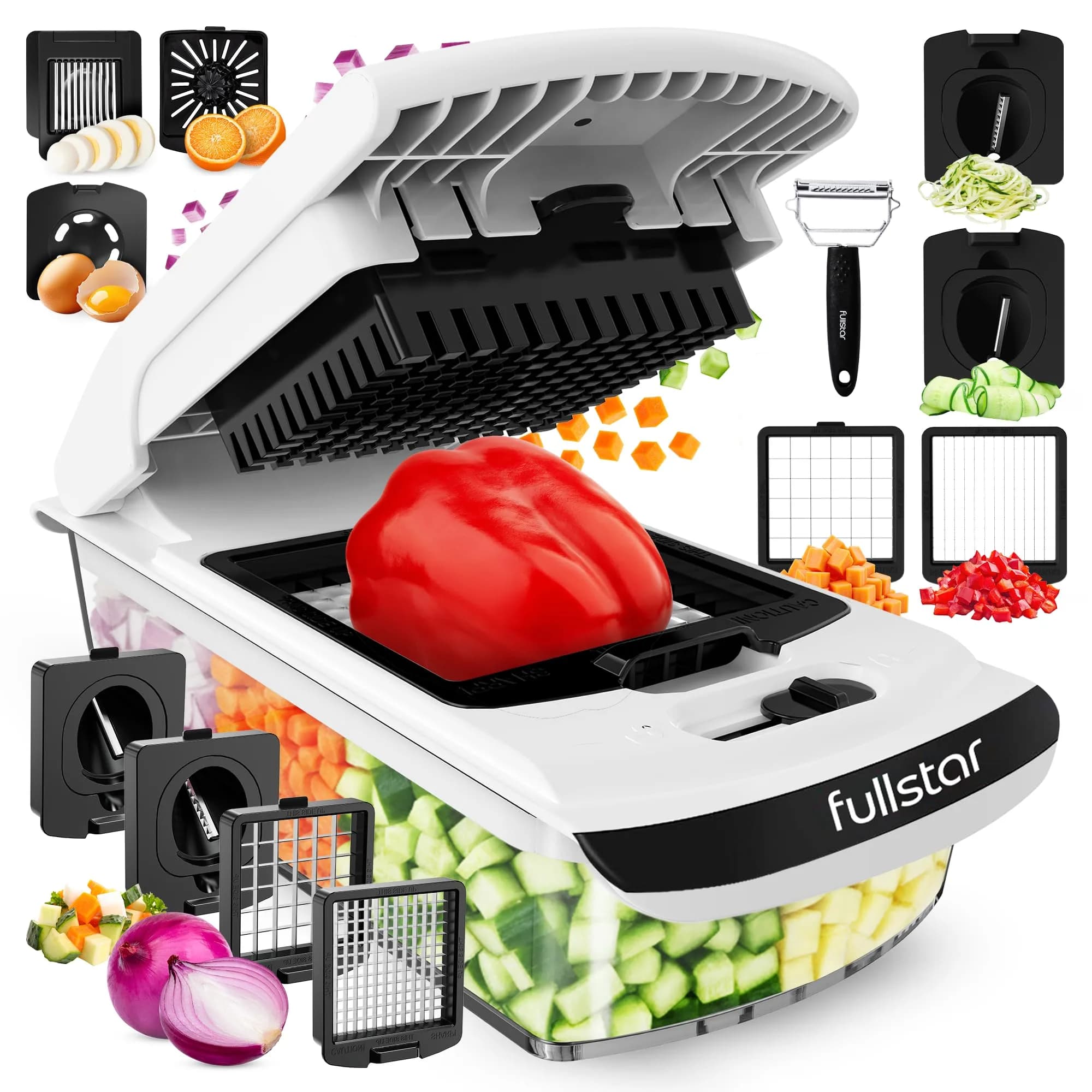 Fullstar Original Pro Chopper 1.2L (4-Cup) | Manual Vegetable Chopper with Container & Stainless Steel Blades - main product image