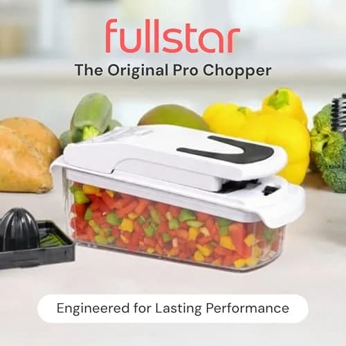Fullstar Original Pro Chopper 1.2L (4-Cup) | Manual Vegetable Chopper with Container & Stainless Steel Blades thumbnail 2