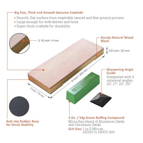 SHARPAL 204N Leather Strop 8" x 3" (20.32cm x 7.62cm) Kit | Genuine Cowhide for Razor Sharp Edges thumbnail 2