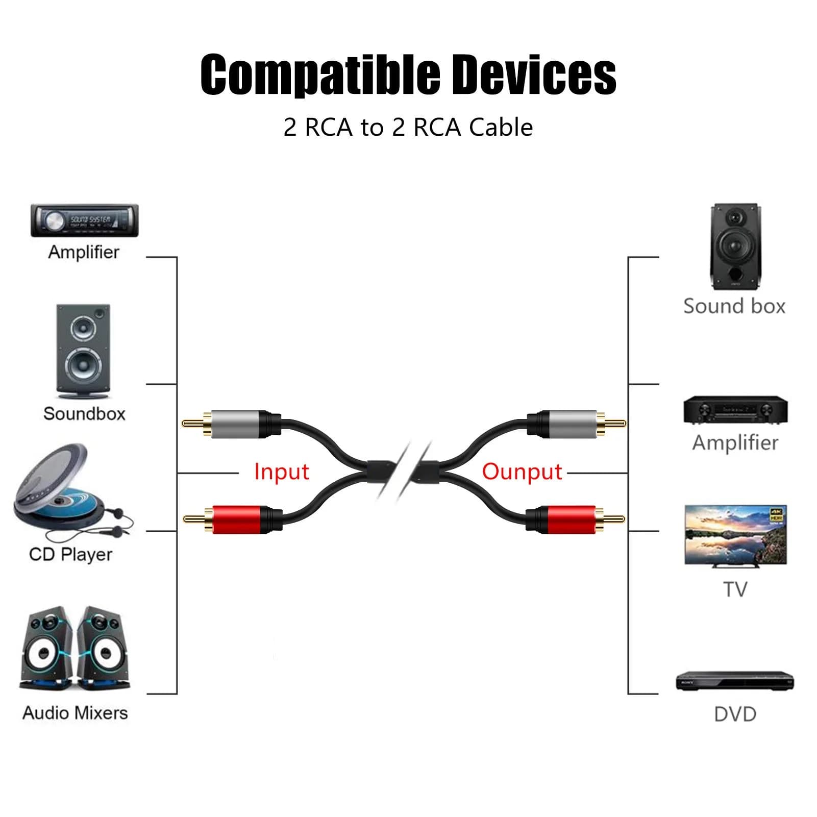 Tan QY 2RCA to 2RCA Audio Cable 30ft (9.14m) | Gold-Plated OFC for HDTV & Gaming - view 7