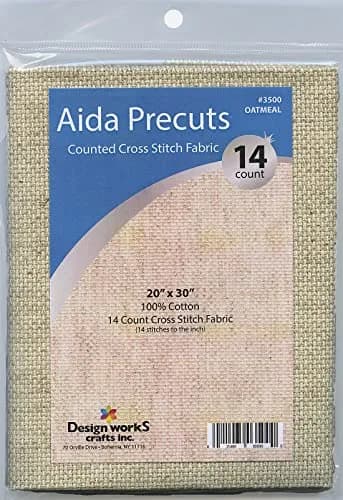 Design Works Crafts 14 Count Aida Fabric Oatmeal 50.8cm x 76.2cm (20" x 30") | Pre-Cut for Counted Cross Stitch thumbnail 1