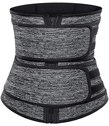HOPLYNN Sweat Waist Trainer Body Shaper for Women Two Belts Gray Large | Tummy Control & Posture Support thumbnail 1
