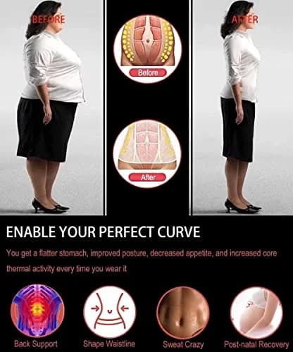 HOPLYNN Sweat Waist Trainer Body Shaper for Women Two Belts Gray Large | Tummy Control & Posture Support thumbnail 5