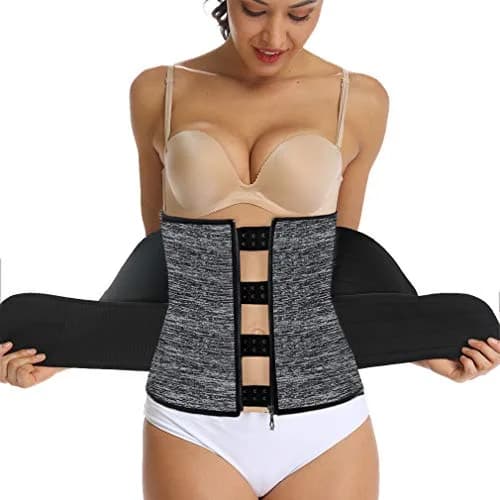 HOPLYNN Sweat Waist Trainer Body Shaper for Women Two Belts Gray Large | Tummy Control & Posture Support thumbnail 2