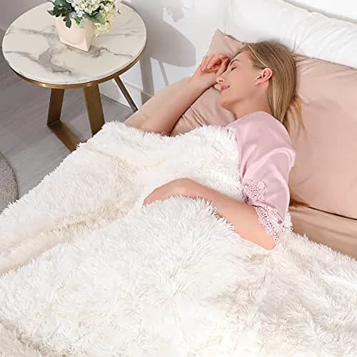 Tuddrom Decorative Faux Fur Throw Blanket 127x152 cm (50"x60") | Soft Fuzzy Plush Microfiber Fleece for Couch Sofa Bedroom thumbnail 4