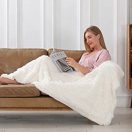Tuddrom Decorative Faux Fur Throw Blanket 127x152 cm (50"x60") | Soft Fuzzy Plush Microfiber Fleece for Couch Sofa Bedroom thumbnail 3