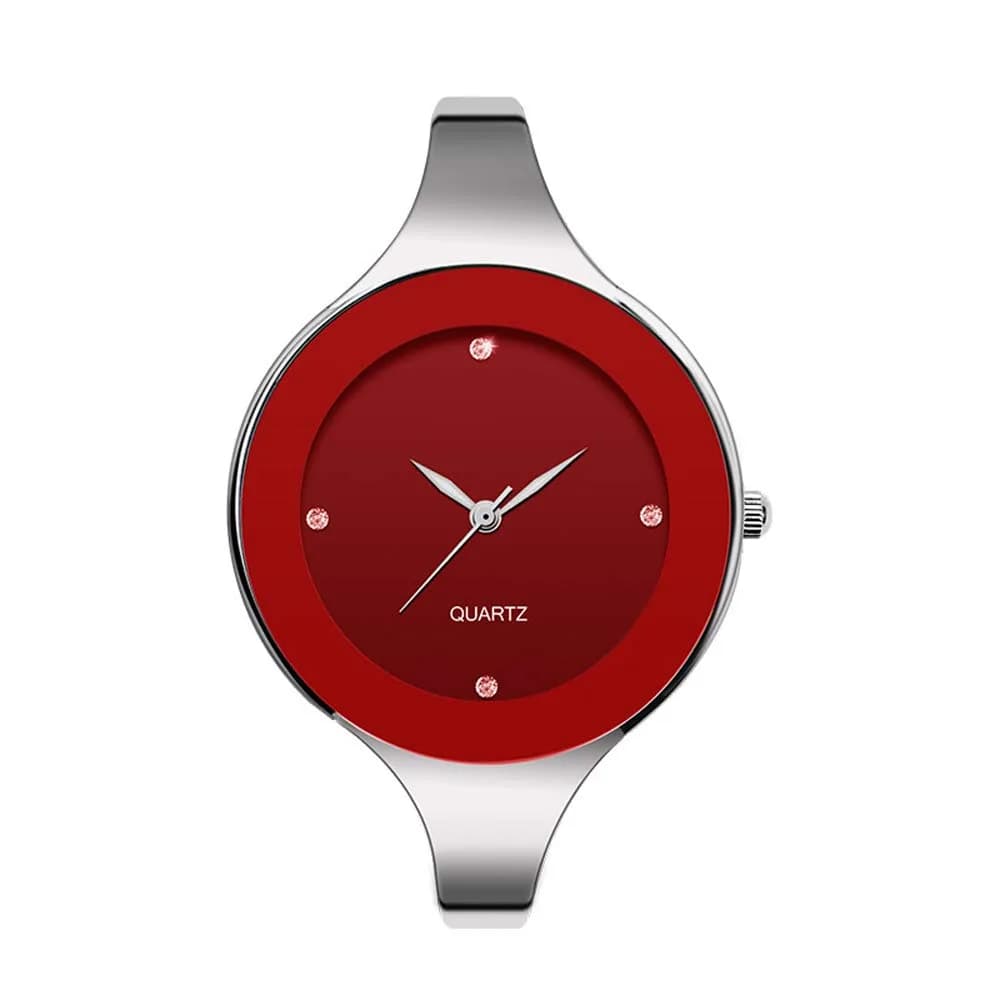 Weicam Women's Analog Quartz Watch with Red Dial & Crystal Embellishments | 40mm Case, 3ATM Water-Resistant - main product image