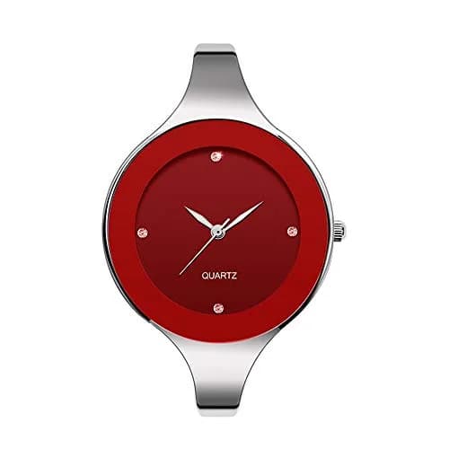 Weicam Women's Analog Quartz Watch with Red Dial & Crystal Embellishments | 40mm Case, 3ATM Water-Resistant thumbnail 1