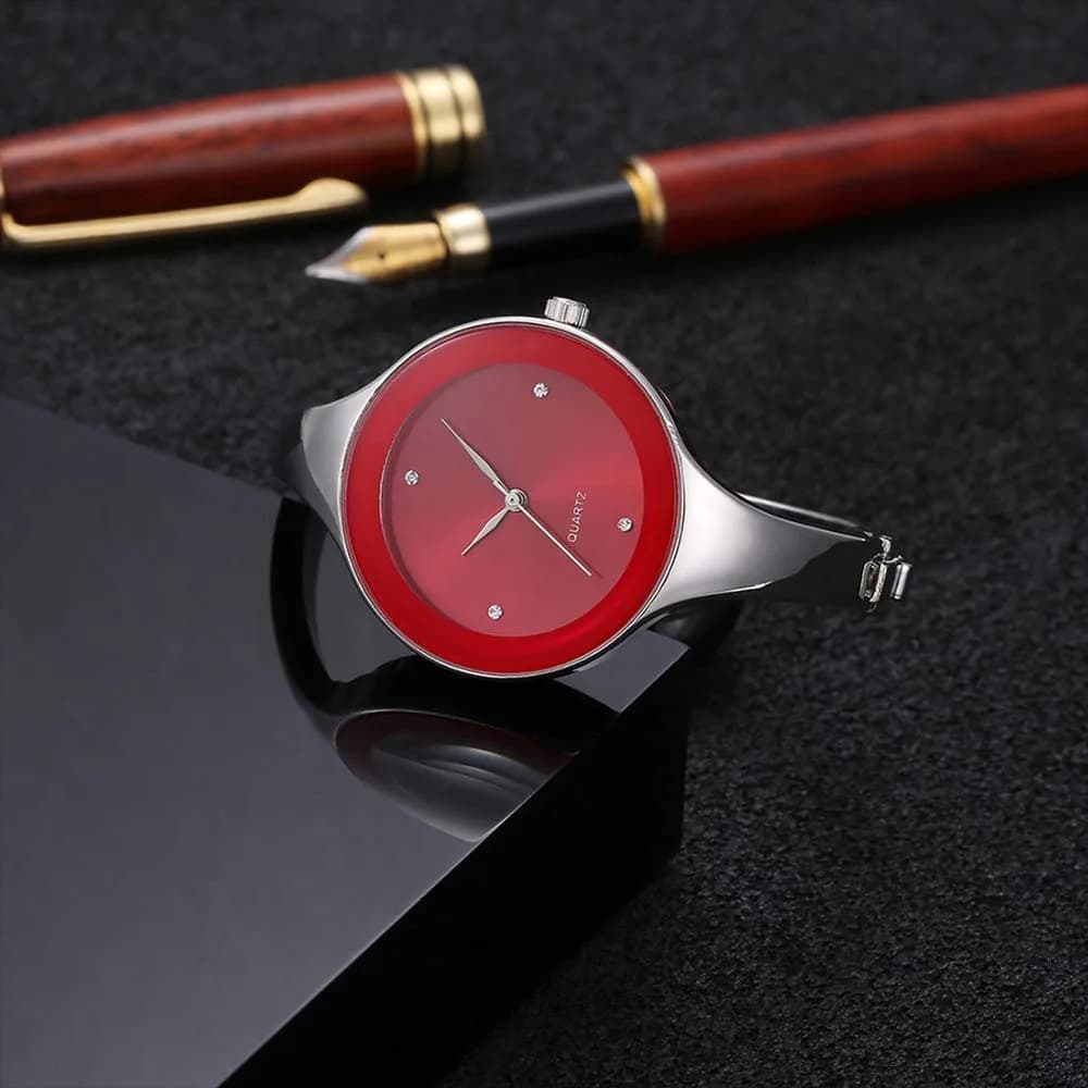 Weicam Women's Analog Quartz Watch with Red Dial & Crystal Embellishments | 40mm Case, 3ATM Water-Resistant - view 3