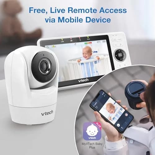VTech VM901 Smart WiFi Baby Monitor with 5" Screen & 1080p Camera | Pan-Tilt-Zoom, Night Vision, Two-Way Talk thumbnail 4
