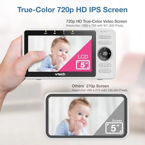 VTech VM901 Smart WiFi Baby Monitor with 5" Screen & 1080p Camera | Pan-Tilt-Zoom, Night Vision, Two-Way Talk thumbnail 2