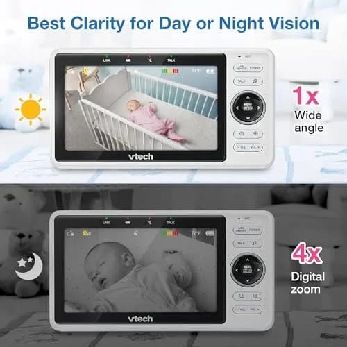 VTech VM901 Smart WiFi Baby Monitor with 5" Screen & 1080p Camera | Pan-Tilt-Zoom, Night Vision, Two-Way Talk thumbnail 3