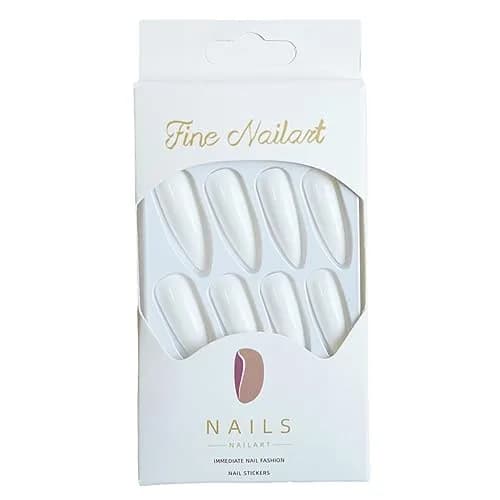MISUD Press on Nails - Long Stiletto White Acrylic 24 pcs | Easy Glue-On Nails for Women & Teens thumbnail 3