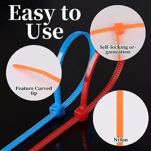 Yi-gog 4 Inch Cable Zip Ties 1200 Pieces (100mm) | Multi-Color Self-Locking Nylon Wire Ties thumbnail 5