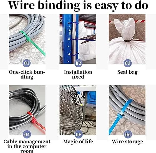Yi-gog 4 Inch Cable Zip Ties 1200 Pieces (100mm) | Multi-Color Self-Locking Nylon Wire Ties thumbnail 7