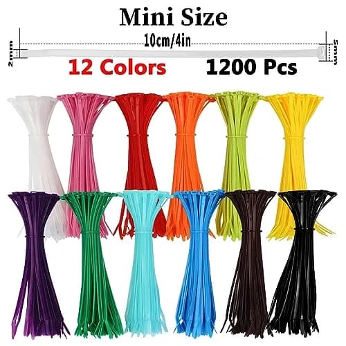 Yi-gog 4 Inch Cable Zip Ties 1200 Pieces (100mm) | Multi-Color Self-Locking Nylon Wire Ties thumbnail 2