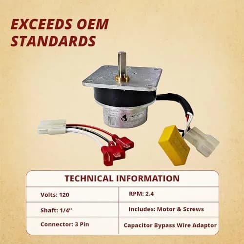 Pellethead Auger Feed Motor Replacement for Quadra-Fire & Heatilator Models | 2.4 RPM 120V | 3-Year Warranty thumbnail 2