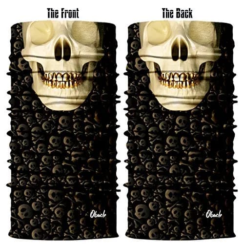 Obacle Skull Face Mask with Gold Teeth - Seamless 3D Bandana for Dust, Wind, UV Protection - view 3