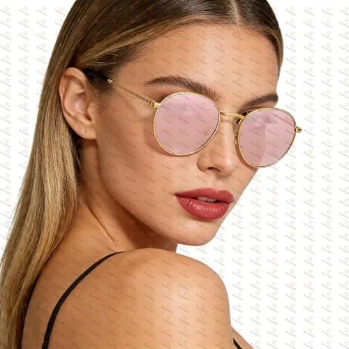 Kursan Small Round Metal Sunglasses for Men Women Mirrored Lens UV400 (Gold Frame/Pink Mirrored) | Classic Circle Sun Glasses thumbnail 9