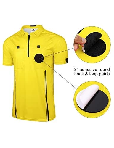 FitsT4 Sports Pro Soccer Referee Jersey Short Sleeve Ref Shirts Yellow XX-Large | Breathable Polyester for Referees thumbnail 7