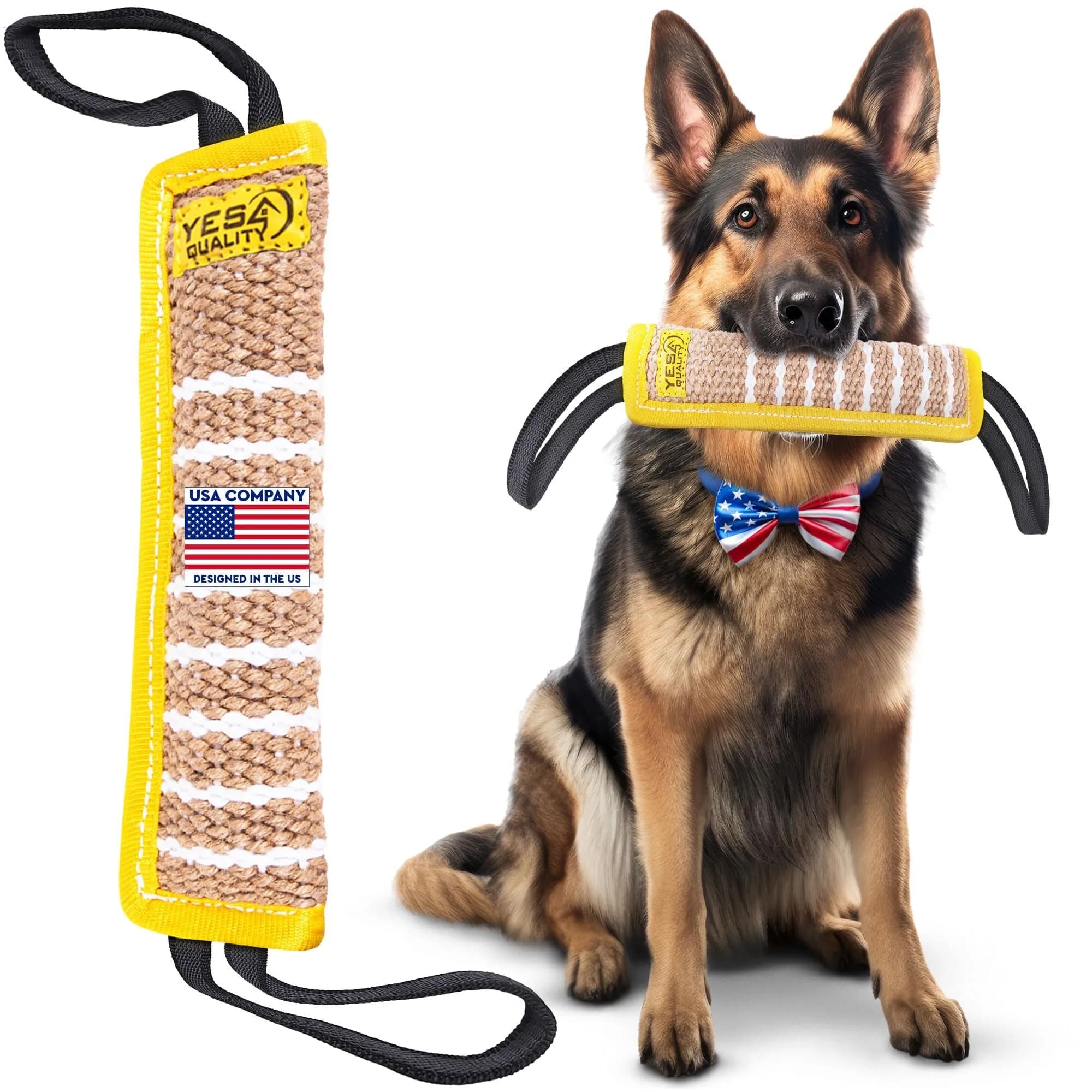 YES4QUALITY Dog Bite Tug Toy 30cm (12") x 8cm (3.2") | Jute Rope with 2 Handles for Medium-Large Dogs - main product image
