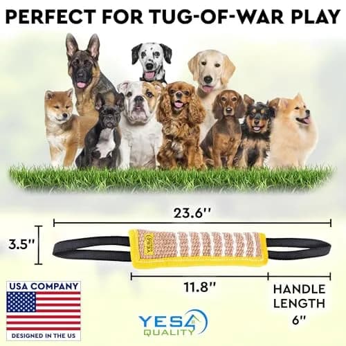 YES4QUALITY Dog Bite Tug Toy 30cm (12") x 8cm (3.2") | Jute Rope with 2 Handles for Medium-Large Dogs thumbnail 7