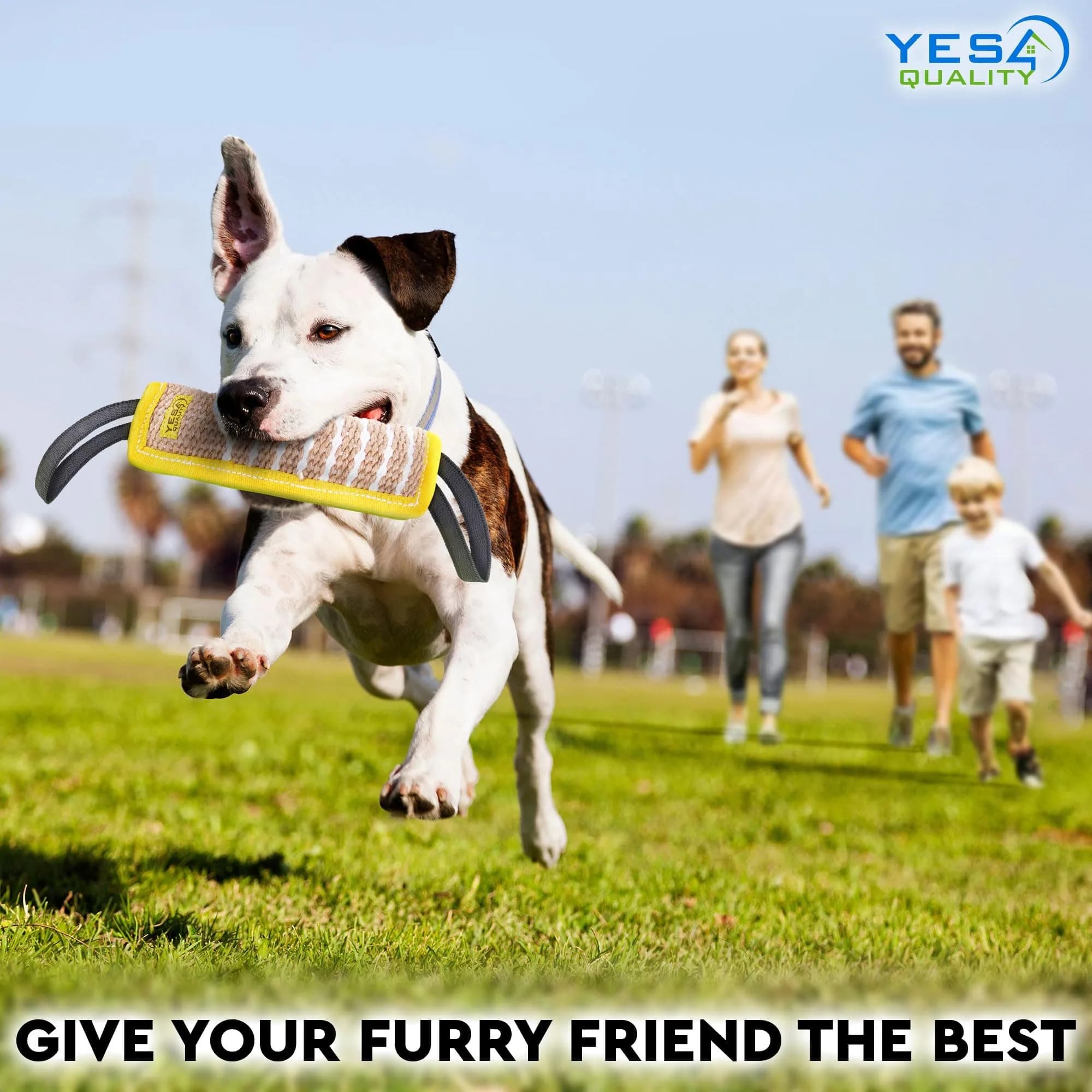 YES4QUALITY Dog Bite Tug Toy 30cm (12") x 8cm (3.2") | Jute Rope with 2 Handles for Medium-Large Dogs - view 8
