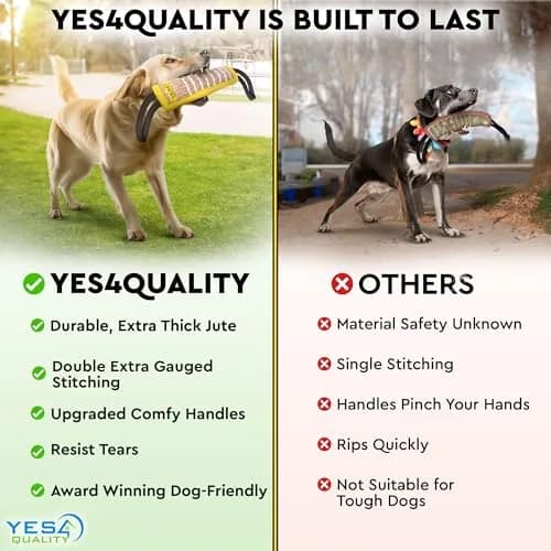 YES4QUALITY Dog Bite Tug Toy 30cm (12") x 8cm (3.2") | Jute Rope with 2 Handles for Medium-Large Dogs thumbnail 3