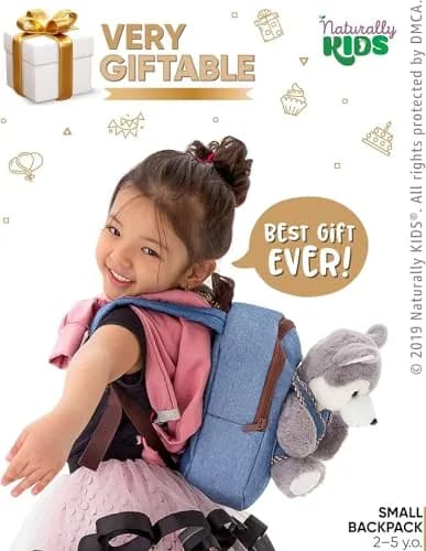Naturally KIDS Toddler Backpack with Plush Wolf Toy | Adjustable Denim Design for Kids 2-5 thumbnail 5