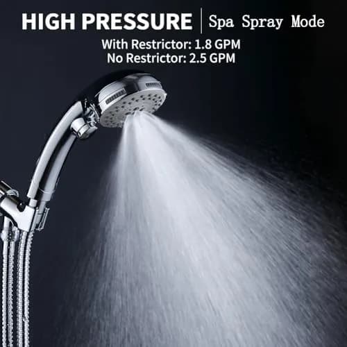 DOILIESE High Pressure Shower Head with Handheld Spray 6 Settings Chrome | 1.8 GPM Flow Rate thumbnail 4