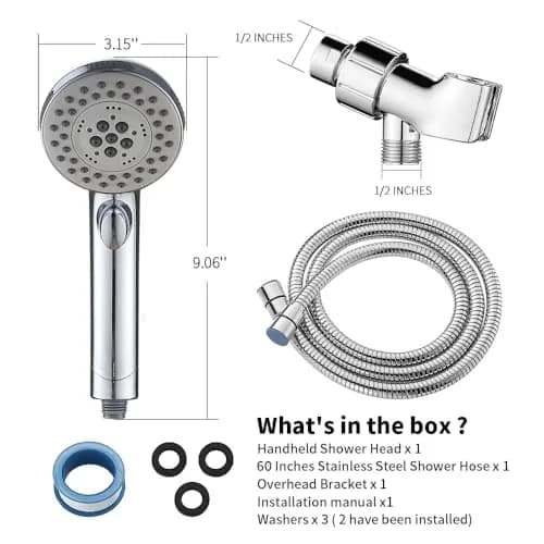 DOILIESE High Pressure Shower Head with Handheld Spray 6 Settings Chrome | 1.8 GPM Flow Rate thumbnail 6