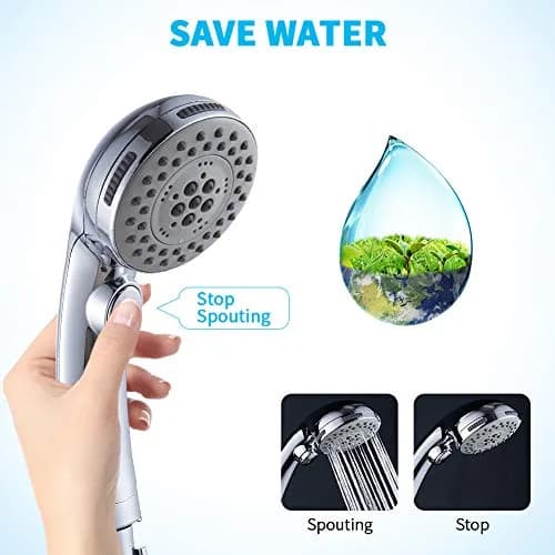 DOILIESE High Pressure Shower Head with Handheld Spray 6 Settings Chrome | 1.8 GPM Flow Rate thumbnail 3