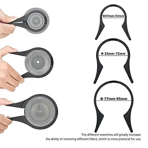 JJC 3-Pack Camera Lens Filter Wrench Kit for 37mm-95mm Threads | Multi-Coated UV ND CPL Filter Removal Tool Set thumbnail 2