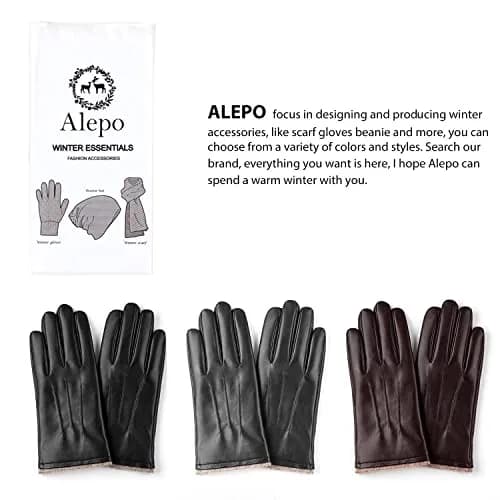 Alepo Men's PU Leather Winter Gloves | Touchscreen Compatible, Wool Lined, Black, Size S (Pair) thumbnail 6