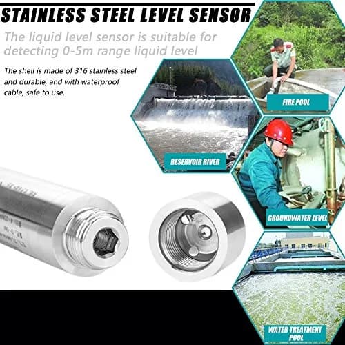 Tangxi DC24V 4-20mA Liquid Level Sensor 0-5m Range | 6m Cable, Steel Probe thumbnail 2