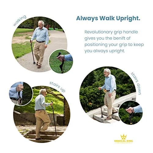 Medical king Walking Cane for Men & Women | Adjustable, Foldable & Slip-Resistant thumbnail 3