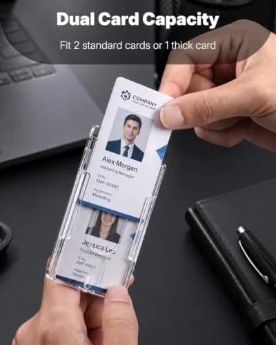 Pawfly 5 Pack Vertical 2-Card Badge Holders | Heavy Duty Polycarbonate ID Card Sleeves thumbnail 5