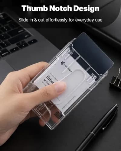 Pawfly 5 Pack Vertical 2-Card Badge Holders | Heavy Duty Polycarbonate ID Card Sleeves thumbnail 7