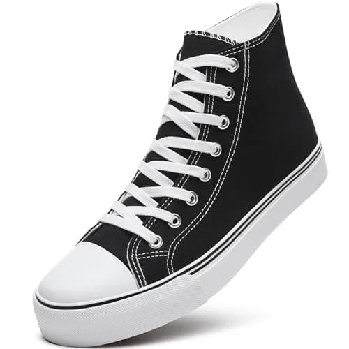 ZGR Men's High Top Canvas Sneakers Lace Up Black US8 | Breathable, Anti-Slip Rubber Sole thumbnail 1